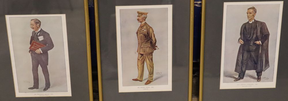 After Spy, seven colour prints, Sir H, Maxim, Rev. Joseph Wood, 4th Division, Anthony Hope, Headmaster of Eton, Ladysmith and Westminst